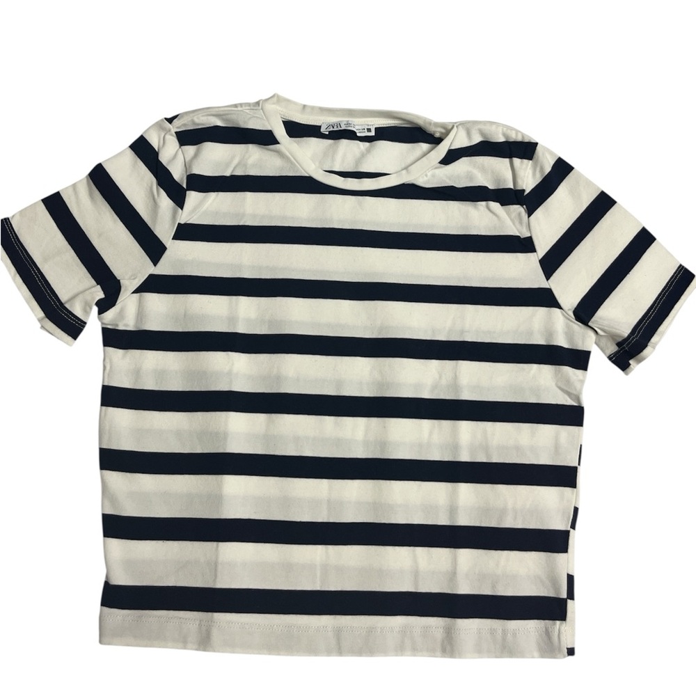 Zara Nautical Blue and White Striped Tee